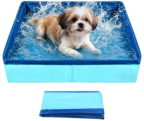 YEAMLTE Hundepool Klein Faltbar 50x10cm Katzenpool Kratzfest Verschleißfest Hundeplanschbecken Sommer Hunde Schwimmbad aus PVC Geeignet zum Baden und zur Aufbewahrung (Blau)