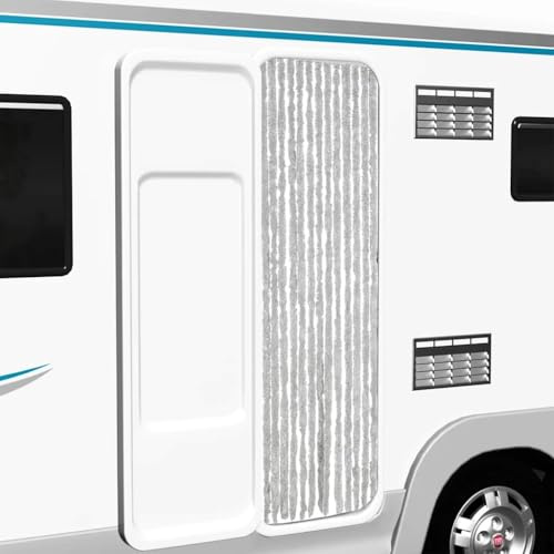 Fliegenvorhang Grau Chenille 56x200 cm Türvorhang Mückengitter Moskitonetz für Balkontür Terrassentür Wohnwagen mit Haken geräuscharm abnehmbar waschbar
