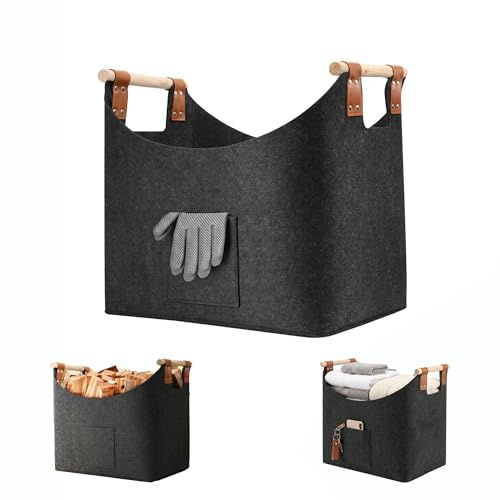Log Basket for Firewood, Firewood Basket, 55L Firewood Basket (45 × 40 × 32 cm)