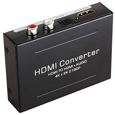 Extracteur HDMI Audio 4K x 2K,Ozvavzk Convertisseur HDMI vers HDMI Vidéo Extractor Audio SPDIF/Optique L/R Stéréo 3D pour PS3 Box HD DVD PS4 Sky HD Blu-ray Home Ciném