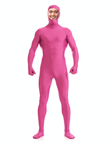 DreamHigh Men's Women's Polyester Spandex Full Body Costume Zentai Suit-Open Face, Pink, Large