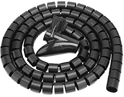 5M Spiral Wrap Cable Tube Cutable Flexible Cable Tidy Tube Cord Protector Cable Organizer for TV PC Wire Manage and Organize (10mm, Black)