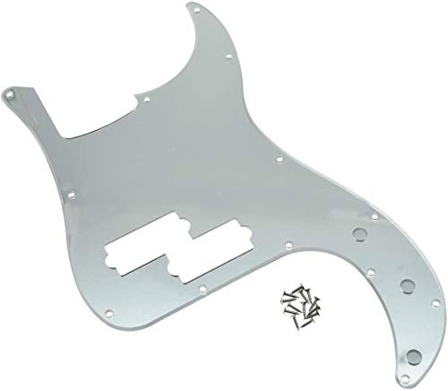Dopro 13 Fori di Precisione Bass Pickguard PB P Bass Scratch Plate Adatto USA/Messicano Fender Precision Bass Silver Mirror