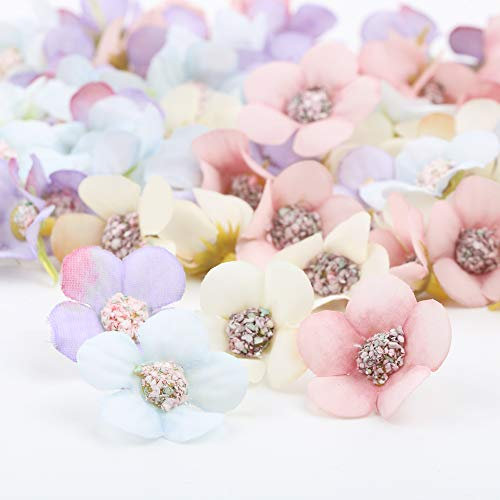 VINFUTUR 80Pcs Artificial Daisy Flower Heads Multicolor Small Silk Daisy Flowers Handmade DIY Flower Decorations for Home Wedding Wreath Scrapbooking Craft Accessories, 2cm