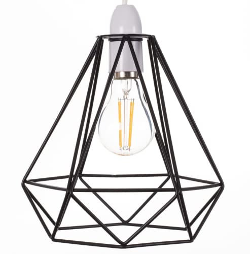 Giggi Black Ceiling Light Wire Basket Metal Basket Pendant Lighting Ceiling Light Shade, Ceiling Fitting Light & Industrial Style Light for Indoor Pendant Light Shade lamp Shade