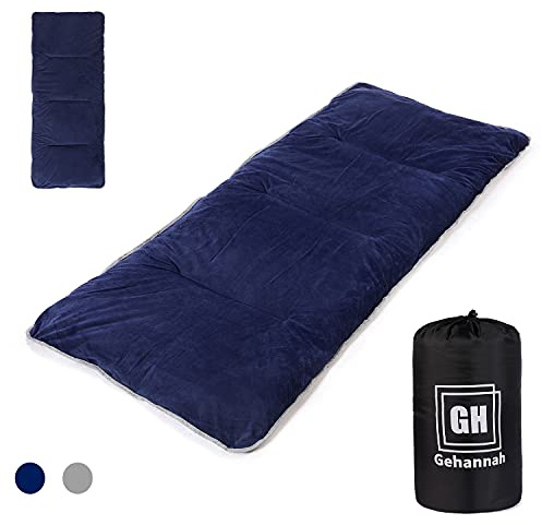 Gehannah Thick Camping Sleeping Pad, Soft Comfortable Microfiber Camping Cot Pads for Adults, Lightweight Foldable Sleeping mats for Traveling Hiking Backpacking Traveling Blue Large