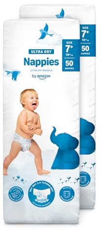 By Amazon Pañales Ultrasecos, Talla +7 (más de 18kg), 100 Pañales (2 Paquetes de 50) (Anteriormente una marca Mama Bear brand, el mismo producto)