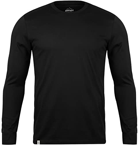 Merino skjorta – termoundertröja långärmad I termisk topp av 100 % merinoull I t-shirt långärmad för vandring, sport I för män, män I svart, Schwarz - Lang, L