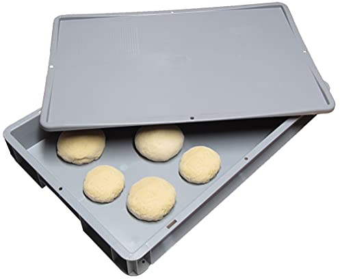 Pizzateigbehälter mit Deckel (60 x 40 x 7 cm) Kunststoffbehälter mit Deckel für Pizzateig, Stapelbehälter, Teigwanne, Teigbox Pizzaballenbox(1x Box mit Deckel)