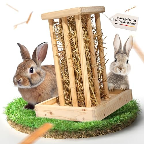 Heuraufe Kaninchen [Hasen Zubehör] - Ideales Spielzeug für Kleintiere - Heuraufe Meerschweinchen und Hasenstall - Indoor & Outdoor - buddelkiste Kaninchen heuraufe meerschweinchen heuraufe