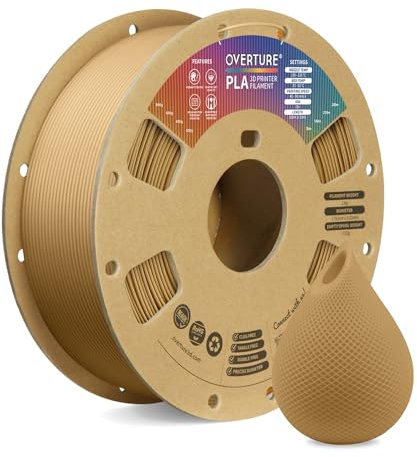 OVERTURE Filament PLA 1.75mm Aufgerüstet, 3D Drucker PLA Filament 1kg Spule (2.2 LBS), Maßgenauigkeit +/- 0.02mm (Braun)