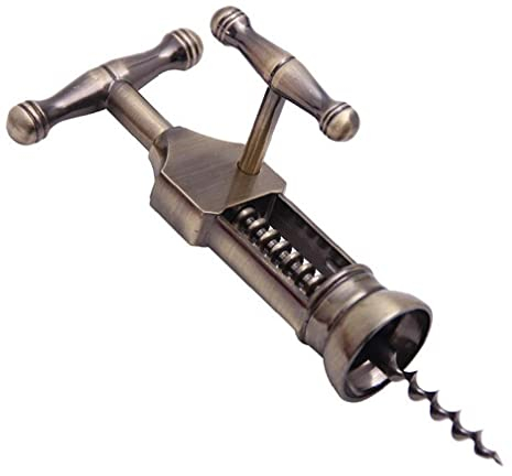 1pc Sacacorchos Abrelatas De Vino Retro Metal Botella De Vino Abrelatas Antiguo Sacacorchos De Mano Tipo De Bodega De Mano Sacacorchos con Caja De Regalo.