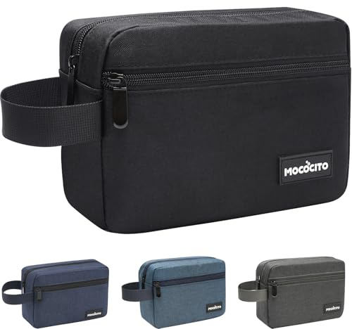 MOCOCITO Beauty Case da Viaggio,Beauty Uomo da Viaggio,Borsa da Toilette per Uomo e Donna, Trousse da Viaggio,2.1L Nylon con Maniglia Laterale, Astuccio Porta Tucchi Piccolo, Borsa Cosmetica(Nero)
