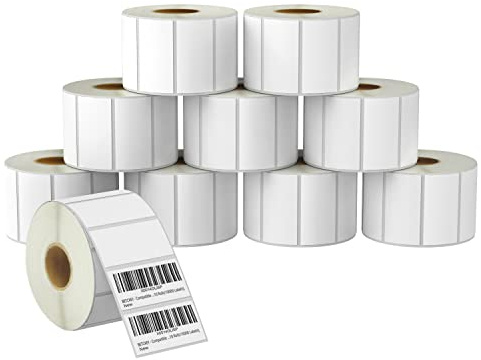 BETCKEY - 51mm x 25mm(2 in x 1 in) Perforées Étiquettes Thermiques pour Code-Barres et Adresse Compatible avec les imprimantes Zebra et autres [10 Rouleaux/13000 Étiquettes]