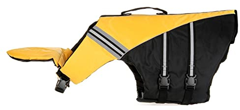 Haustier Hund Schwimmweste Sicherheitskleidung Schwimmweste Schwimmkleidung Sommer Badebekleidung Für Kleine Große Hunde Französische Bulldogge Hundezubehör,Gelb,M
