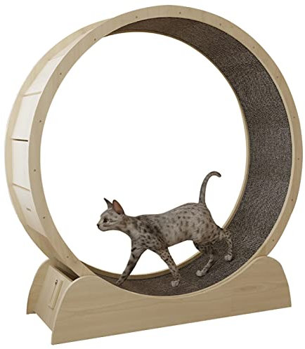 Laufrad für Katzen, für den Innenbereich, Anti-Klemm-Trainingsrad für Katzen – 80/90/100 cm Durchmesser, mit Sisal überzogene runde Katzenlaufräder/Hamsterrad mit Feststellvorrichtung (Größe