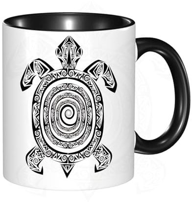 Tasse Keramik Schildkröten-Tattoo Kaffeetassen Große 330ml Mit Henkel 100% Handbemalt Trinkgläser Mit Griff Personalisierte Geschenk