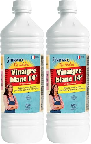 STARWAX FABULOUS Vinaigre Blanc 14° sans Parfum - 1L - Idéal pour Détartrer les Surfaces Lavables (Lot de 2)