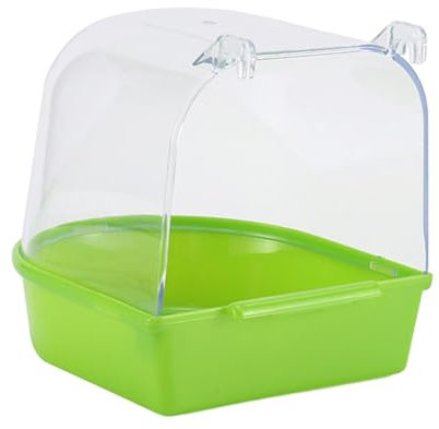 Folpus Käfig-Badewanne für Papageien, Vogelbad, Käfigzubehör für kleine Vögel, Kanarienvögel, Wellensittiche, Papageien, Grün