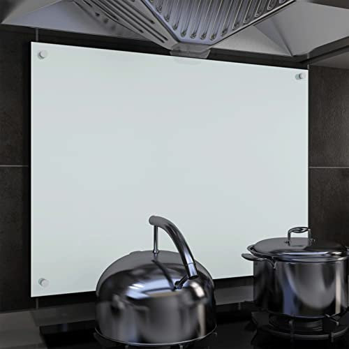BaraSh Protección Salpicaduras Cocina Vidrio Templado Blanco 80x60 cm Protector Antisalpicaduras Fregadero Cubre VitroceráMica Cristal Templado