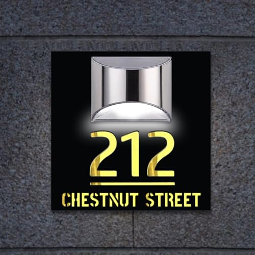 personnalisé design numero de maison exterieur solaire,Moderne Numéro de maison solaire à LED Le nom de la rue Numéro de maison,plaque maison exterieur personnalisé Éclairage (Estilo 3)