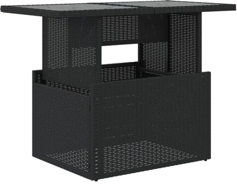 vidaXL Mesa de jardín Superficie de Vidrio ratán PE Negro 100x55x73 cm