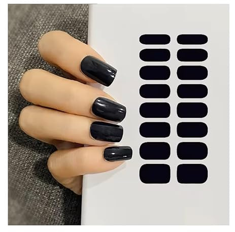 Nagelfolie Selbstklebend - UV Härtend für Perfekte Maniküre | Gelnägel zum Aufkleben | Nagelsticker (Schwarz)