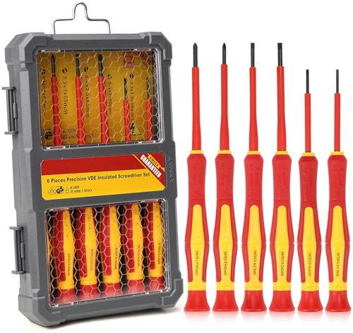 ELNLE VDE Schraubendreher Set Elektriker 6-Teilig Schraubenzieher Set Elektro Isolierte Schraubendrehersatz Inkl Schlitz Phillips, Isoliert bis 1000 V