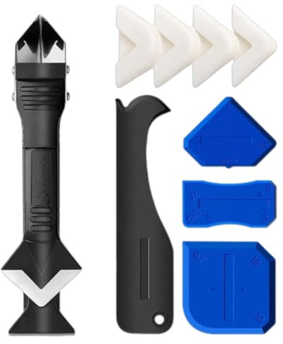 Outils de l'enlève Joint 5 en 1, Enlever Joint Silicone kit de Lisseur de Joints Silicone Grattoir à Coulis,Outils de finition de calfeutrage,Adapté à la cuisine, Outil de retrait du Silicone