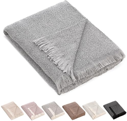 HIPERMANTA Foulard Multiusos Sofa. Plaid Sofa. Plaid Multiusos Cubresofa. Manta para Coche. Colcha Comoda Practica Suave Calida. Modelo Jaspeado 180x260 cm Color Gris Oscuro