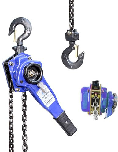 Paranco a catena manuale a leva,3M/10 FT Vieni lungo,catena in acciaio al manganese G80, con freno a doppia ganascia e gancio di rotazione a 360 gradi,per il garage e il bacino di fabbrica(2 Ton(4400L