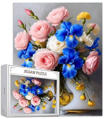 Puzzle 1000 Teile Blume Puzzle Erwachsene, Holzpuzzle Erwachsene Puzzelmatten, Mehrfarbig Holzpuzzle, Klassische Puzzles Rose Wooden Jigsaw, Geschicklichkeitsspiel für die Ganze Familie, Dekor S-699