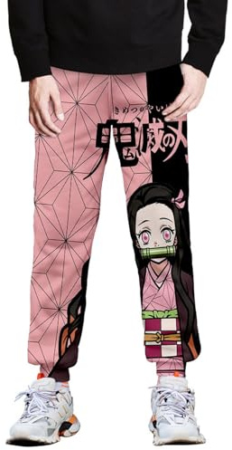 WANHONGYUE Anime Kamado Nezuko Pantalons de Jogging en Polaire Pantalon Survêtement Pantalon de Sport Course Training Pants avec Poches pour Homme Femme, Nezuko XS, a