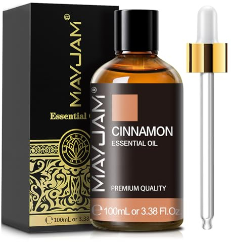 MAYJAM Aceite Esencial de Canela 100ml, Aceite Esencial de Canela Grado Aromaterapia Premium para Humidificadores, Difusores, Masaje y Relajaci n, DIY, Regalos Ideales