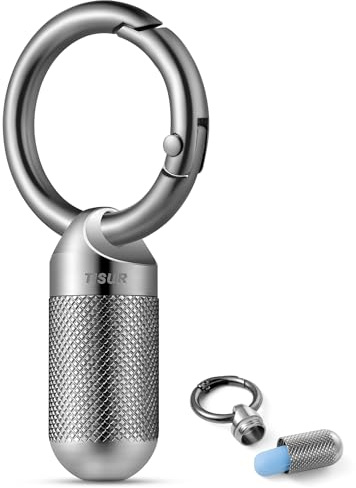 TISUR Titanium Keychain Pill Holder Small Metal Pill Case