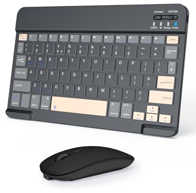 Nsyee Bluetooth Keyboard and Mouse for iOS/Windows/Android, Rechargeable | UK Layout Wireless Compact Keyboard and Mouse, Rechargeable & Quiet Typing, Slim & Portable Design, Wide Compatibility