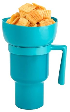 FmtwPhn Snack and Drink Cup 2 in 1 Cup Bowl Combo with Straw 1000ML Stadium Tumbler with Snack Bowl ABS Material High Temperature Resistant for Going to The Cinema Park Sports Field Home
