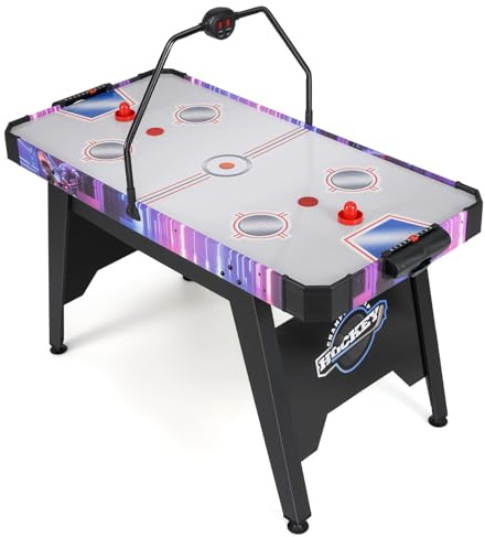 RELAX4LIFE Mesa de Air Hockey para Niños y Adultos, Juego Mesa Air Hockey con Marcador Digital LED, Motor Potente 12V, 2 Discos y 2 Empujadores para Hogar, Oficina, Sala de Juegos