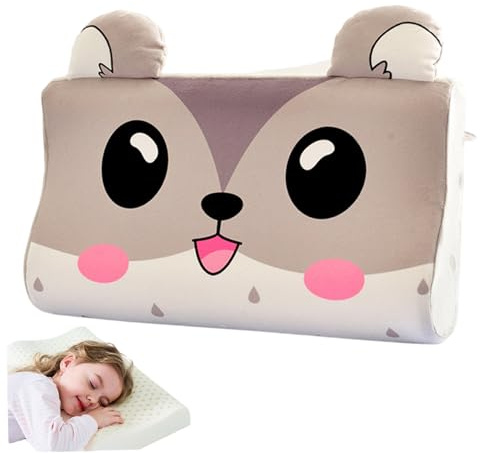 Rachlicy Cuscino per bambini per 3-6 anni, simpatico cuscinetto elastico in lattice elastico ergonomico traspirante lavabile con calma forma del topo per dormire, 17.7x10.6x2, 4 pollici