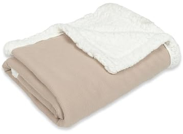 ULLENBOOM Babydecke, 70x100 cm - Aus Baumwolle & flauschigem Teddy Fleece (OEKO-TEX Standard), ideal für Neugeborene, als Kinderwagendecke oder Kuscheldecke, Beige