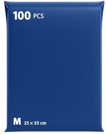 Sobres de plástico de envío con bolsa integrada, paquete de 100 bolsas Vinted, 25 x 35 cm, paquete resistente de polietileno, cierre autoadhesivo, azul (azul)