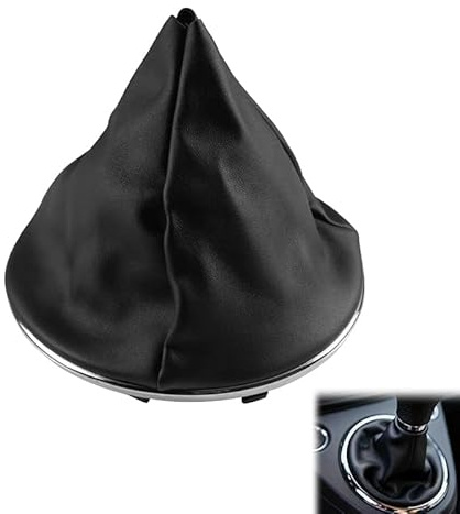 Sylkeov Soufflet de levier de vitesses en cuir noir pour Fiat 500 et 500C (2007-2015), Remplacement compatible avec les numéros de pièce 55344016, 50293173, 50295075, 50295325 et 46315375