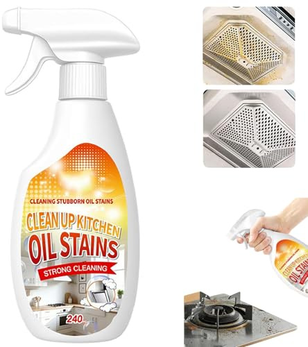 Heavy Duty Degreaser Spray - 2026 Strong Oil Stain Remover for Kitchen, Cuts Grease on Stove, Range Hood, Grill, Appliances & Countertops, Multi-Purpose Household Cleaner (11.6oz/237ml)