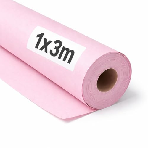 OFITURIA Papel Kraft Rosa Pastel - Rollo 1x3m - 1 Rollo - Papel de Embalaje y Regalo - Manualidades y Patrones de Costura - Resistente y Fácil de Cortar