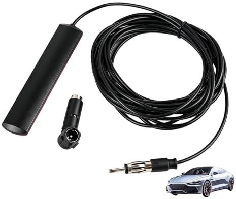 Autoradio Antenne Kurz Verstärker, FM Scheibenantenne DIN-Stecker, Universal Auto Radio Antenne, 5M Verlängerungskabel, 85MHz-470MHz Frequenzbereich, Für Auto LKW SUV Radio und Stereo Empfänger Tuner