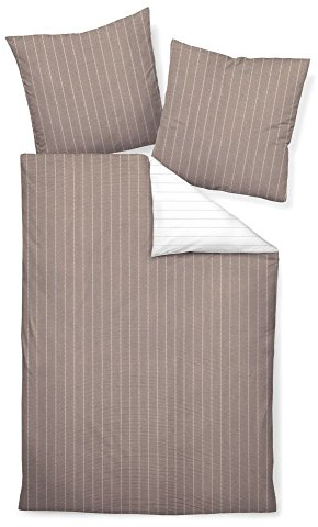 Janine Mako Soft Seersucker Bettwäsche 3 teilig Bettbezug 200 x 220 cm Kopfkissenbezug 80 x 80 cm Tango 20020-07 Taupe