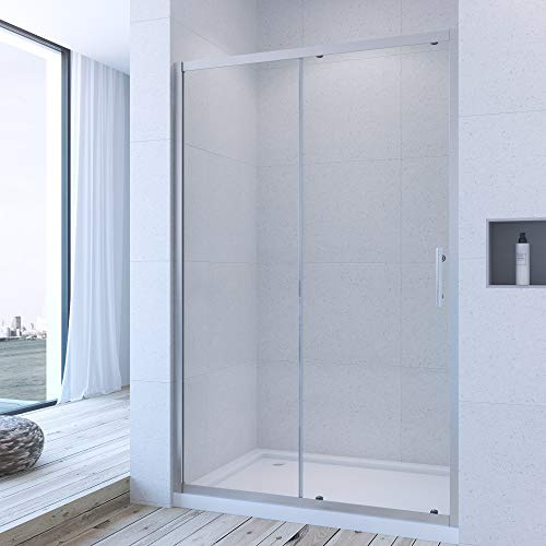 Duschtür Nische 140 cm Schiebetür Dusche Duschschiebetür Nischentür Nischenschiebetür Duschabtrennung Duschwand Glas 185 cm höhe