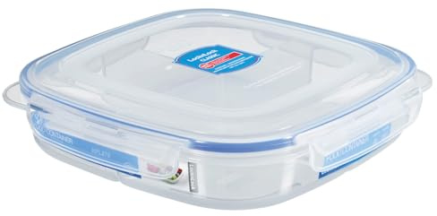 LocknLock TO GO Snackbox mit Fächern 1,35L, Snackteller mit 4 Fächern für Obst und Gemüse, Lunch Box Spülmaschinen- & Mikrowellengeeignet, Snackbehälter
