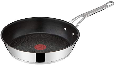 Tefal Jamie Oliver Cook's Classics Frying Pan, 30 cm, Non-Stick Coating, Heat Indicator, 100 Percentage Safe, Riveted Silicone Handle, Oven-Safe, Induction Pan E3060734, Stainless Steel