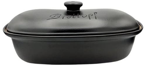 Keramik Brottopf XL (schwarz) 40,5 x 25 x 18 cm aus Westerwälder Steinzeug